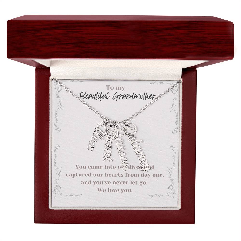 Multi Vertical Name Necklace Grandmother Message