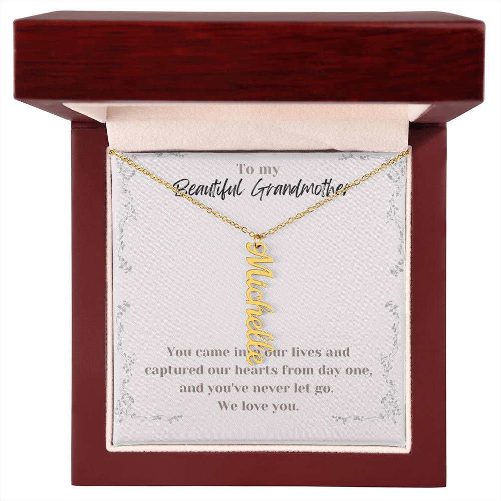 Multi Vertical Name Necklace Grandmother Message