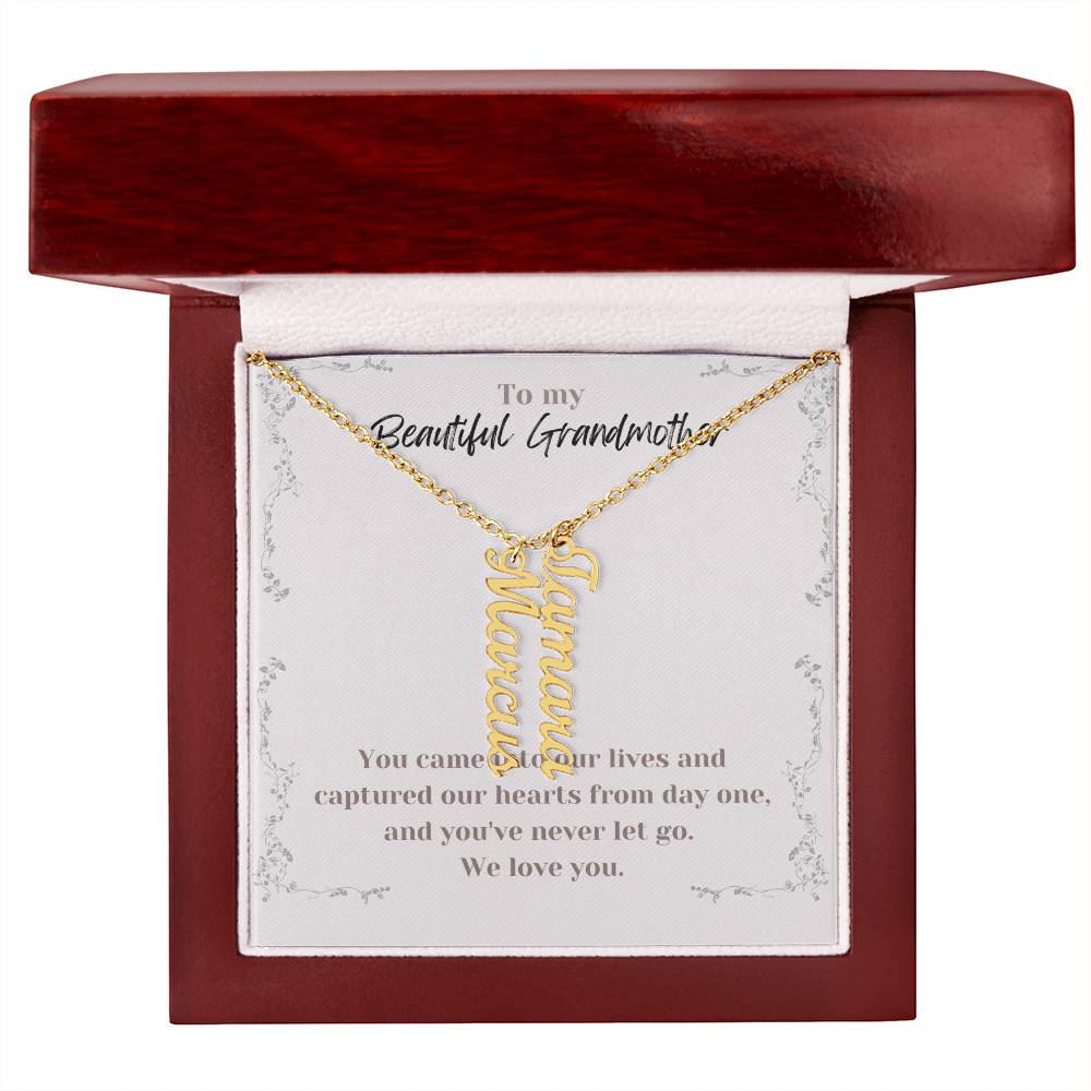 Multi Vertical Name Necklace Grandmother Message