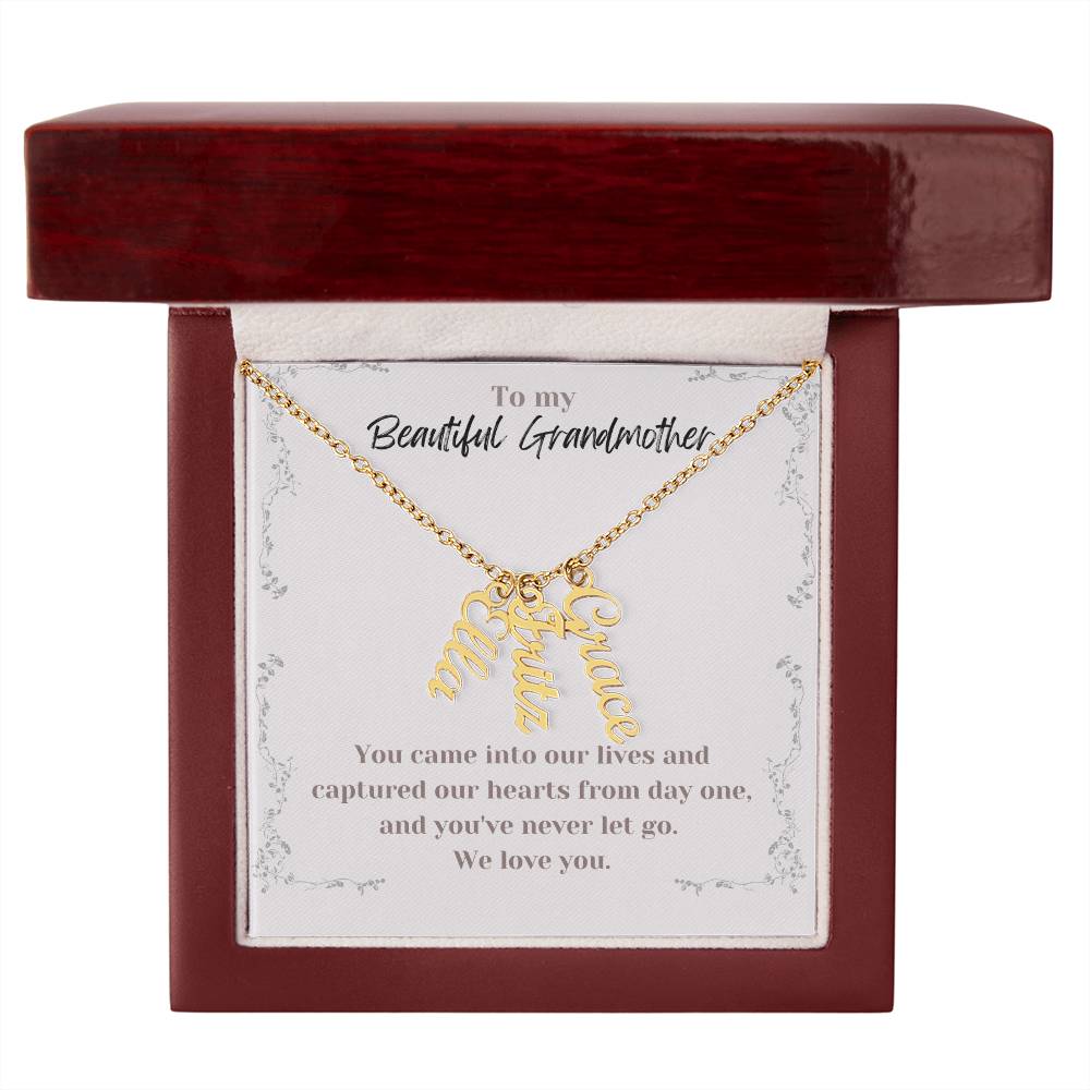 Multi Vertical Name Necklace Grandmother Message