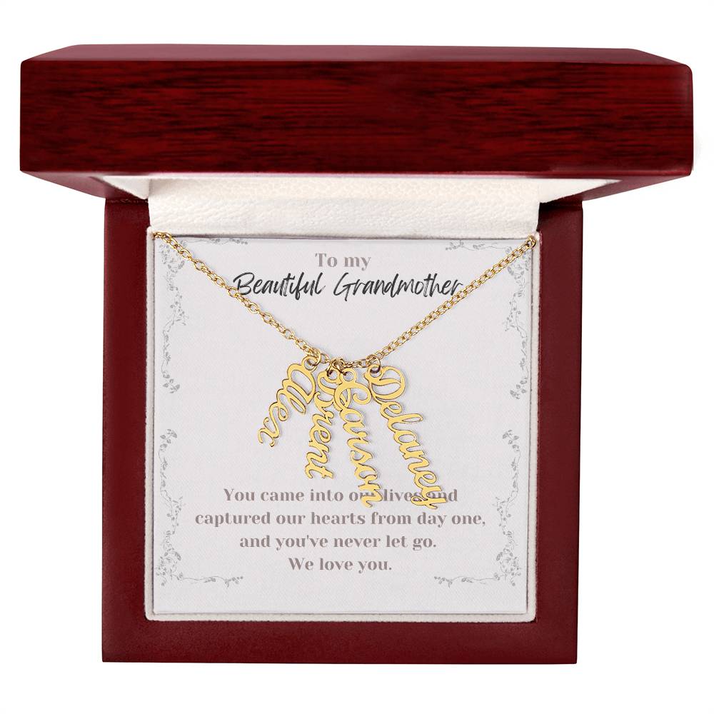 Multi Vertical Name Necklace Grandmother Message
