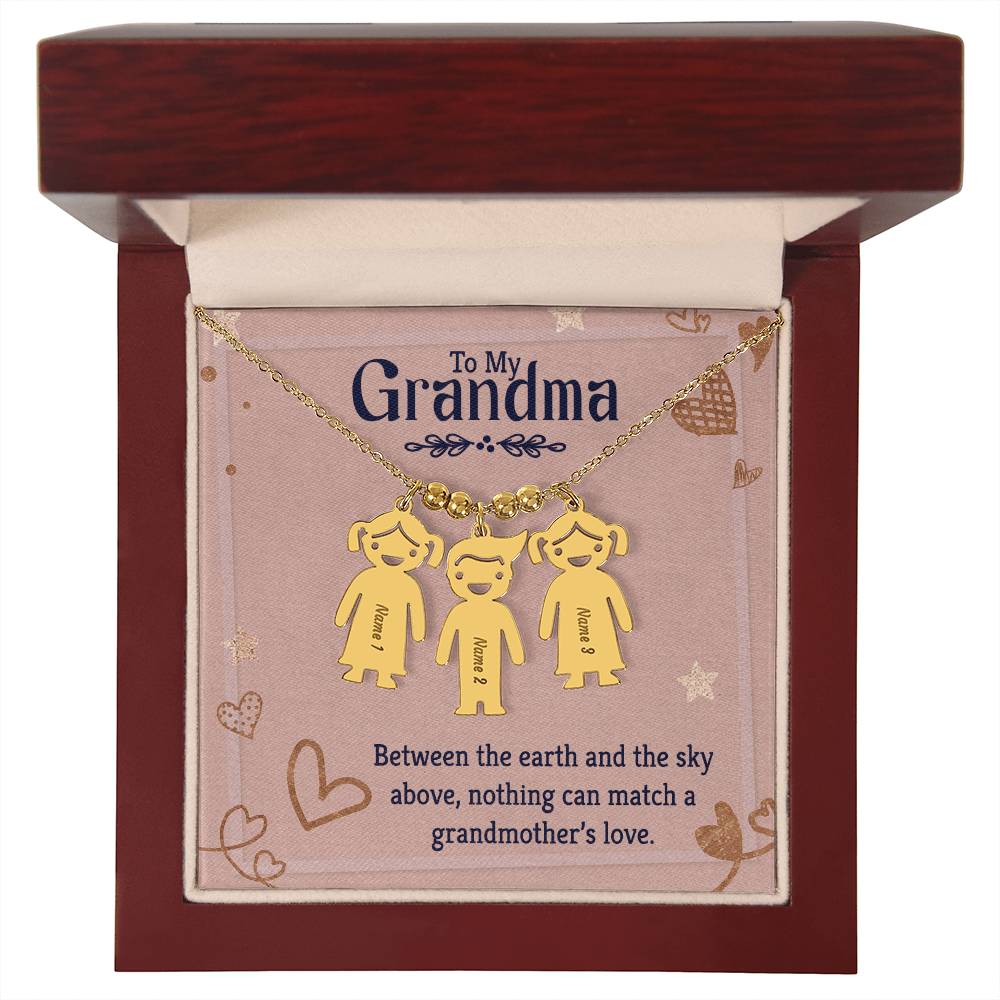 Collar Grandchild Charm con cuadro de mensaje
