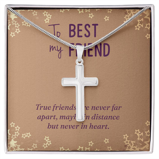Artisan Cross Necklace with Message box to Best Friend