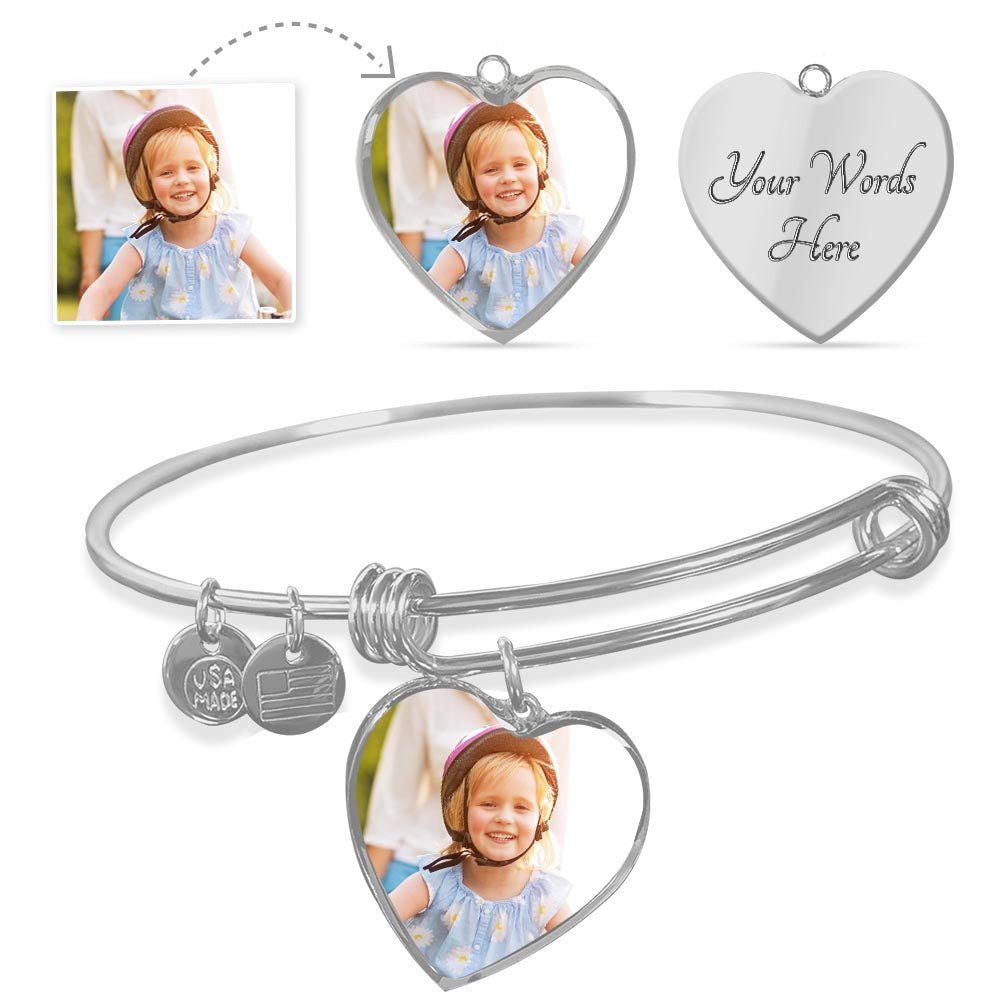 Heart Picture Upload Bangle Bracelet