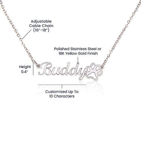 Dog Necklace with custom Mom box message