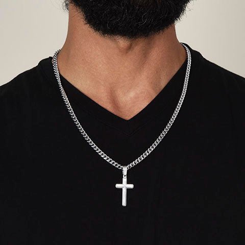 Steel Cross Necklace with message special Husband message box