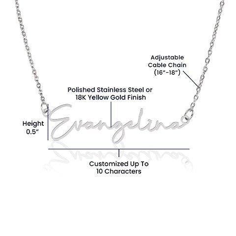 Script Name Necklace with For You message box