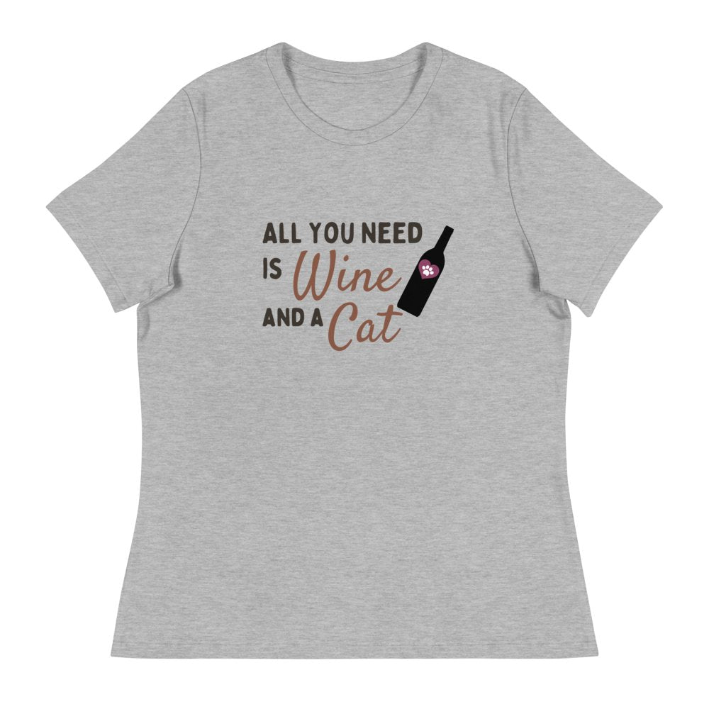 Todo lo que necesitas es vino y un gato - Camiseta de mujer