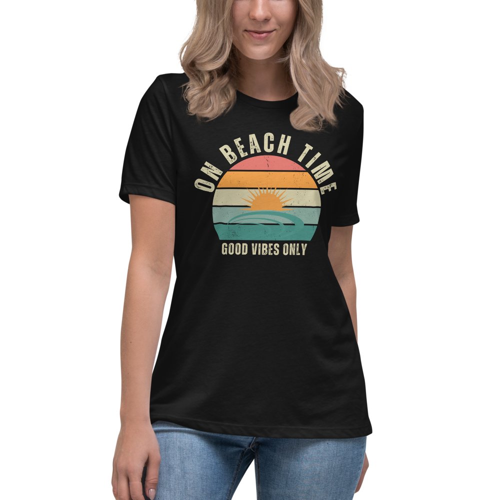 On Beach Time - Camiseta relajada para mujer Good Vibes