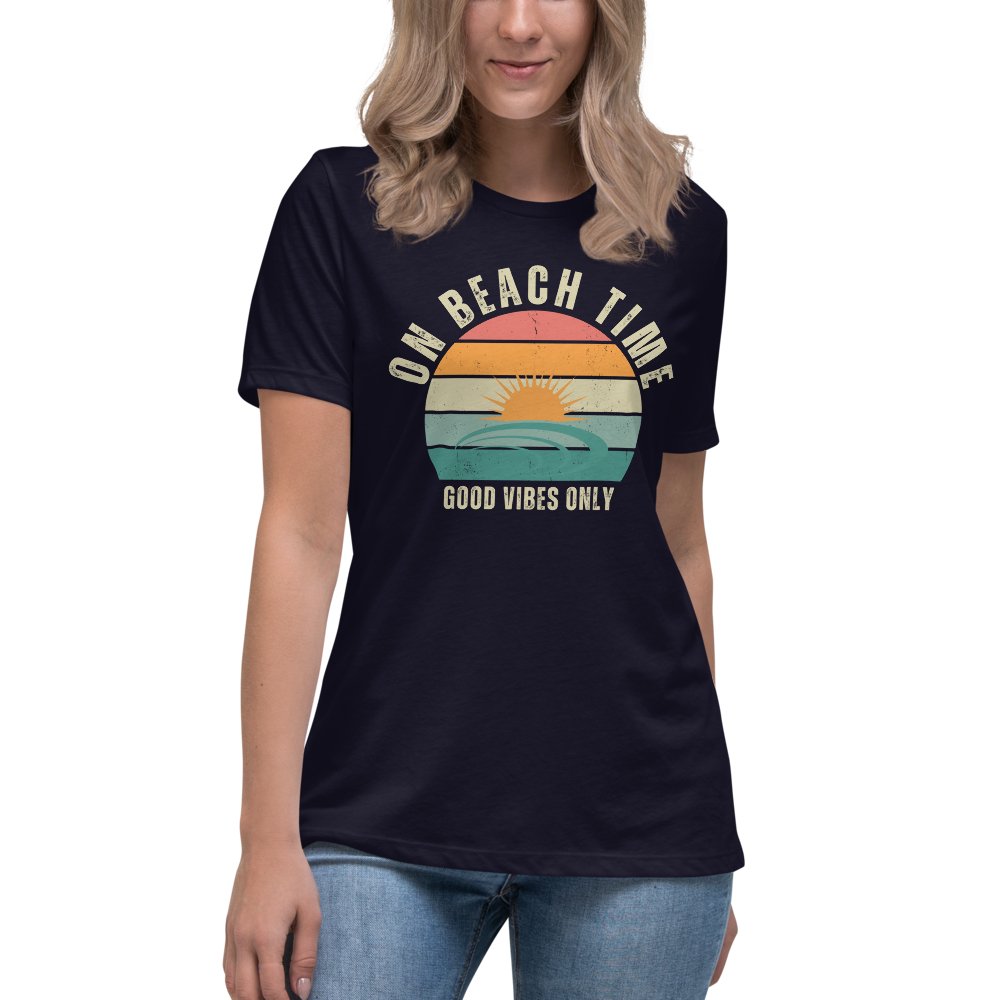 On Beach Time - Camiseta relajada para mujer Good Vibes
