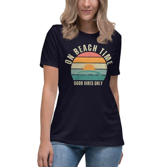 On Beach Time - Camiseta relajada para mujer Good Vibes