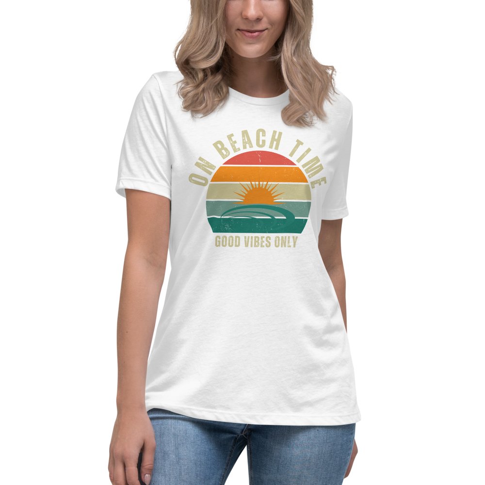 On Beach Time - Camiseta relajada para mujer Good Vibes